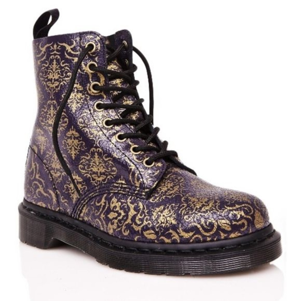 Dr. Martens Purple Baroque Boots Pascal Gold